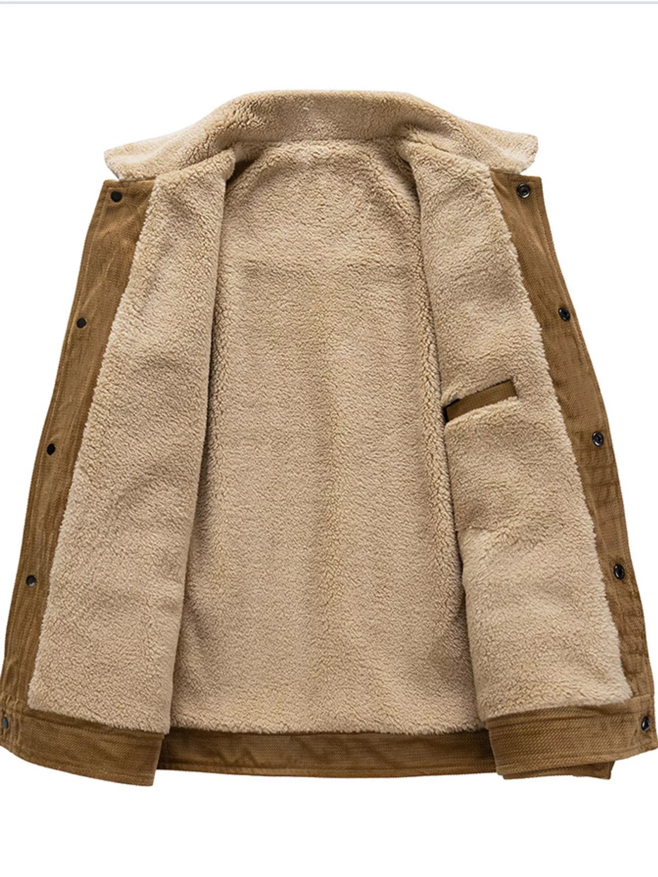 Men's Plus Size Snap Down Sherpa Lined Winter Coat