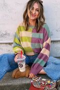 Stripe Drop Shoulder Ribbed Edge Sweater