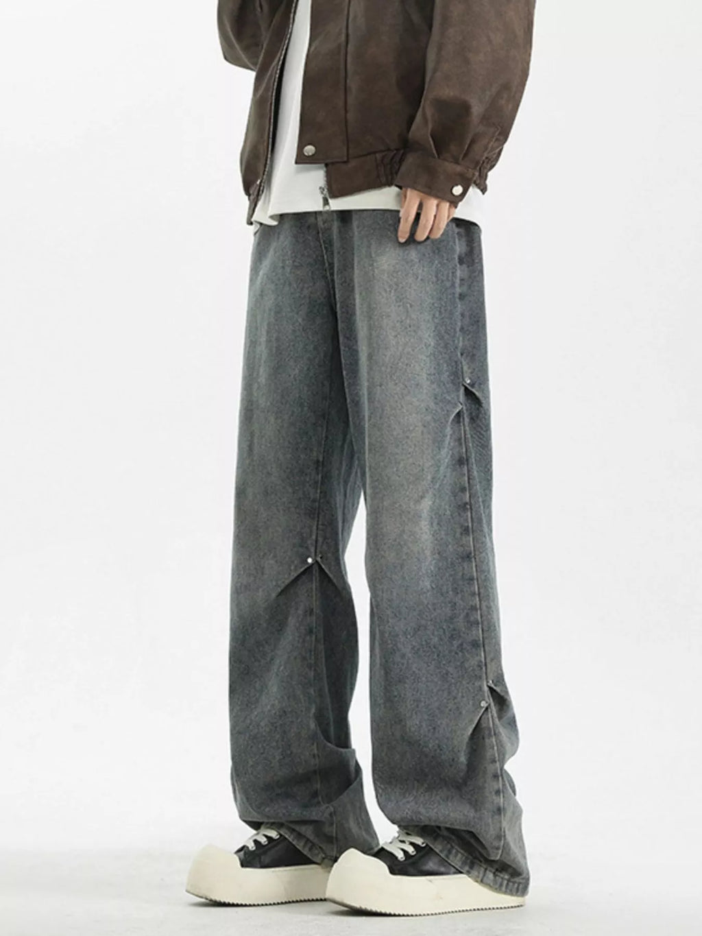 Men's Full Size Vintage Wash Wide Leg Jeans Plus Size