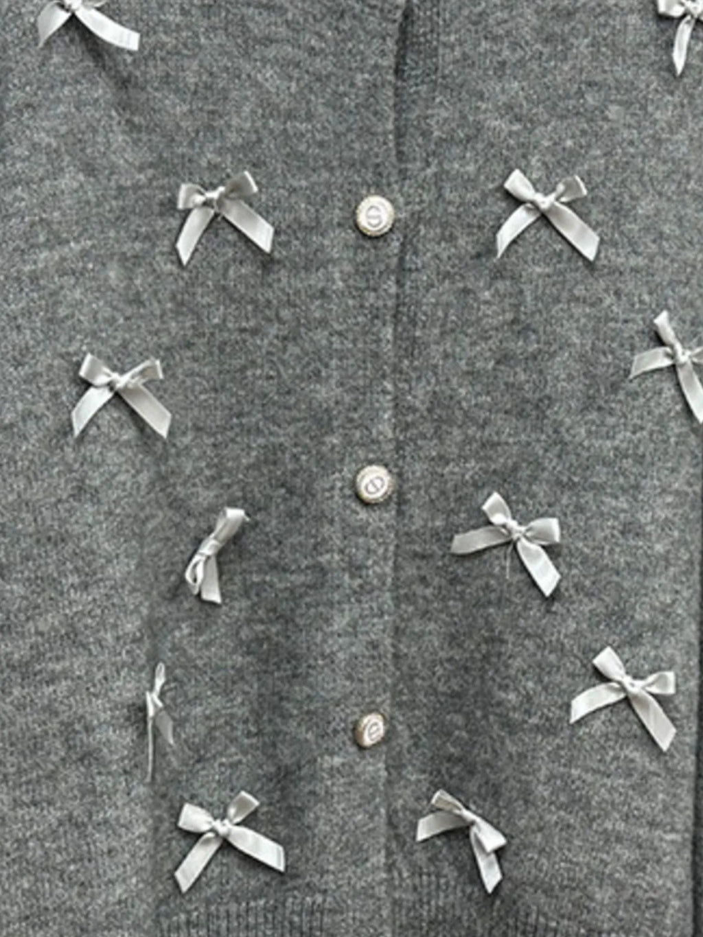 Bow Button Up Long Sleeve Cardigan