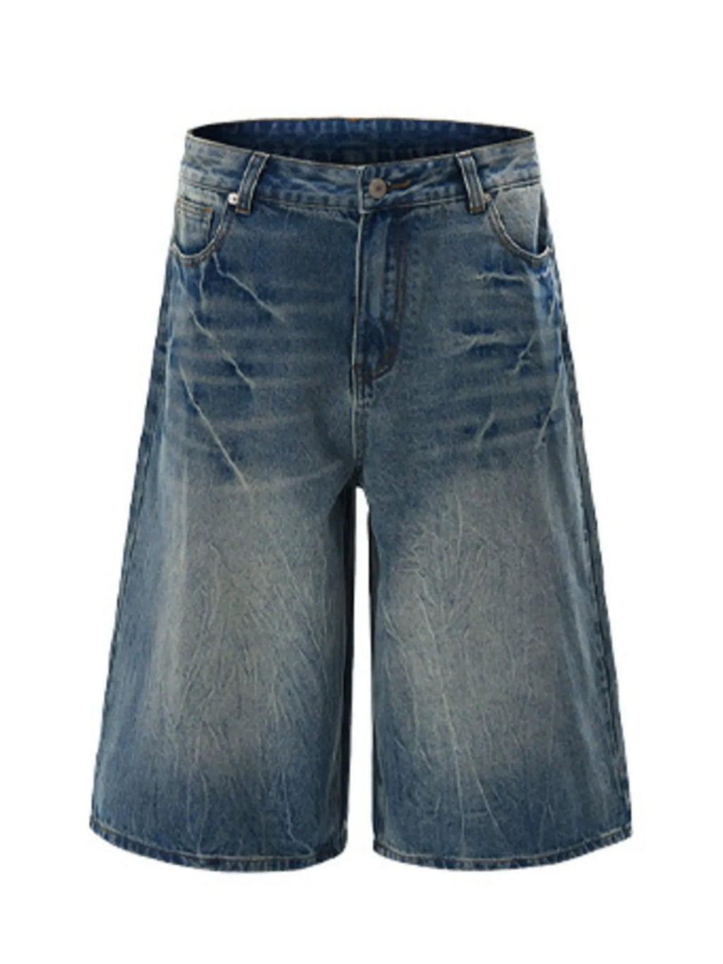 Men's Wide Leg Washed Denim Shorts