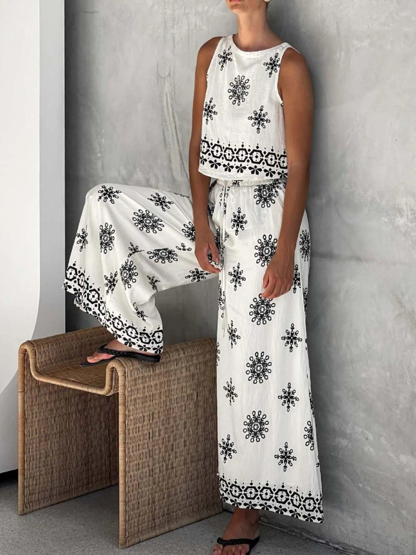 Printed Tank and Pants Set
