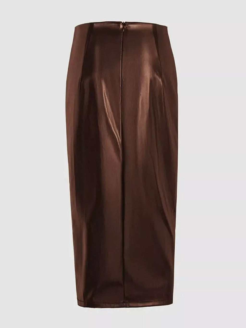 Ruched Slit Midi Skirt
