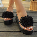 Floral Decor Platform Wedge Sandals