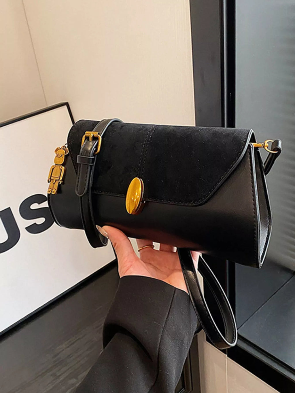 Adjustable Strap Flap Crossbody Bag