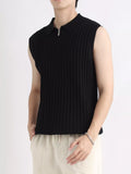 Men's Plus Size Ribbed Knit Zip-Up Tank