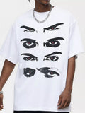 Men's Oversized Eyes Graphic Round Neck T-Shirt