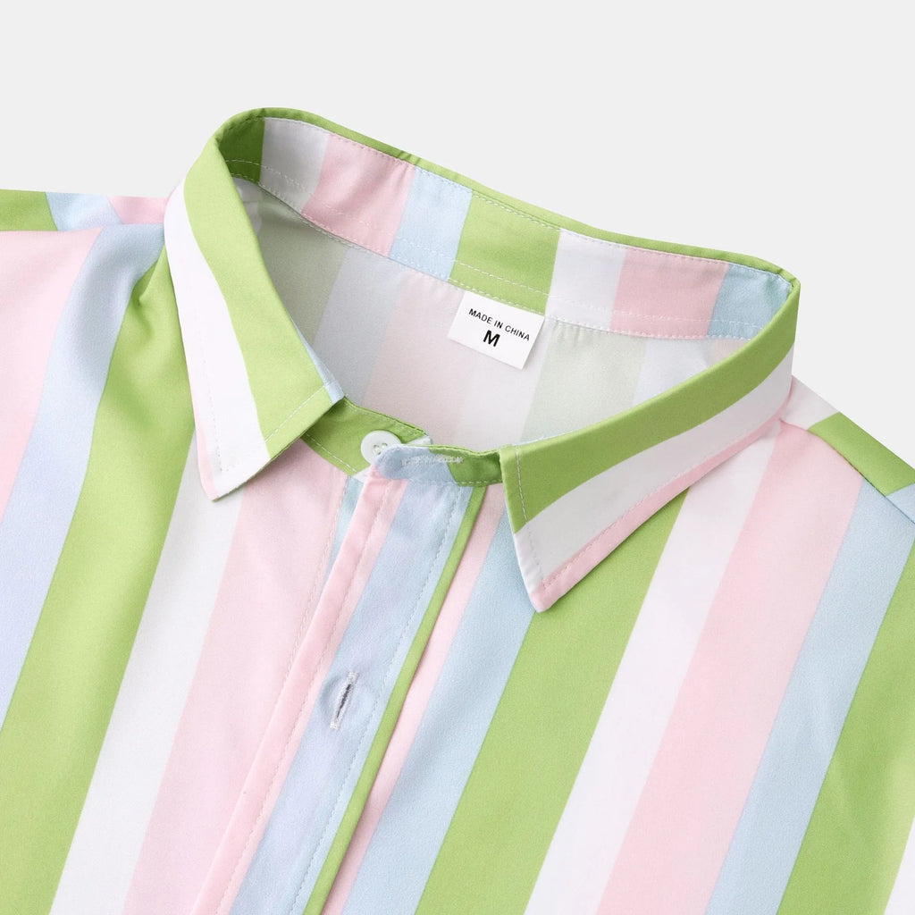 Men's Striped Long Sleeve Button-Up Shirt
