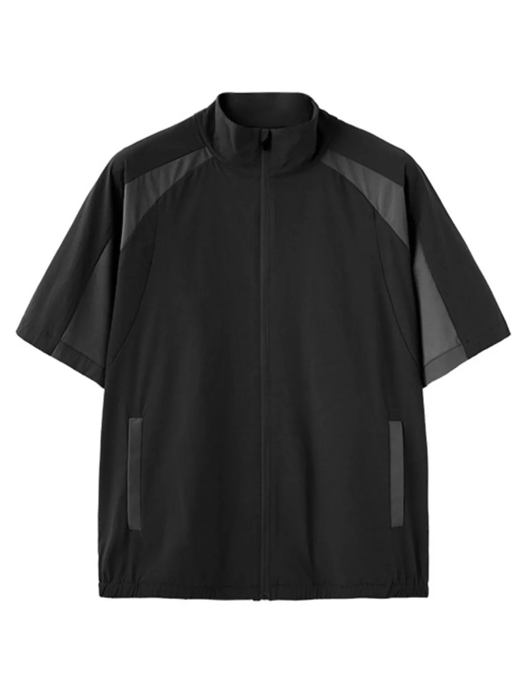 Men's Color Block Zip Up Short Sleeve Jacket