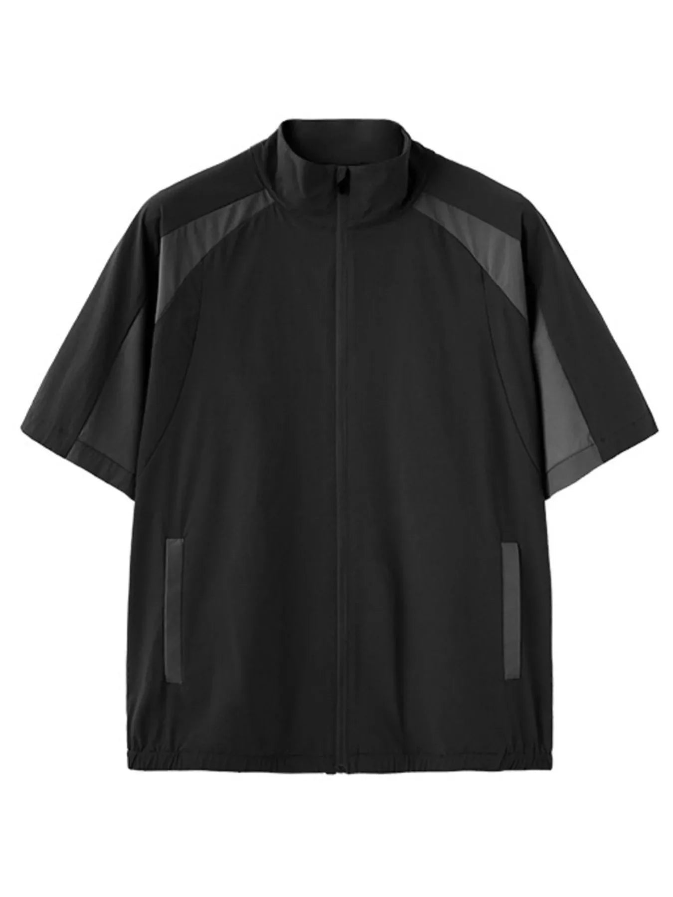 Men's Color Block Zip Up Short Sleeve Jacket