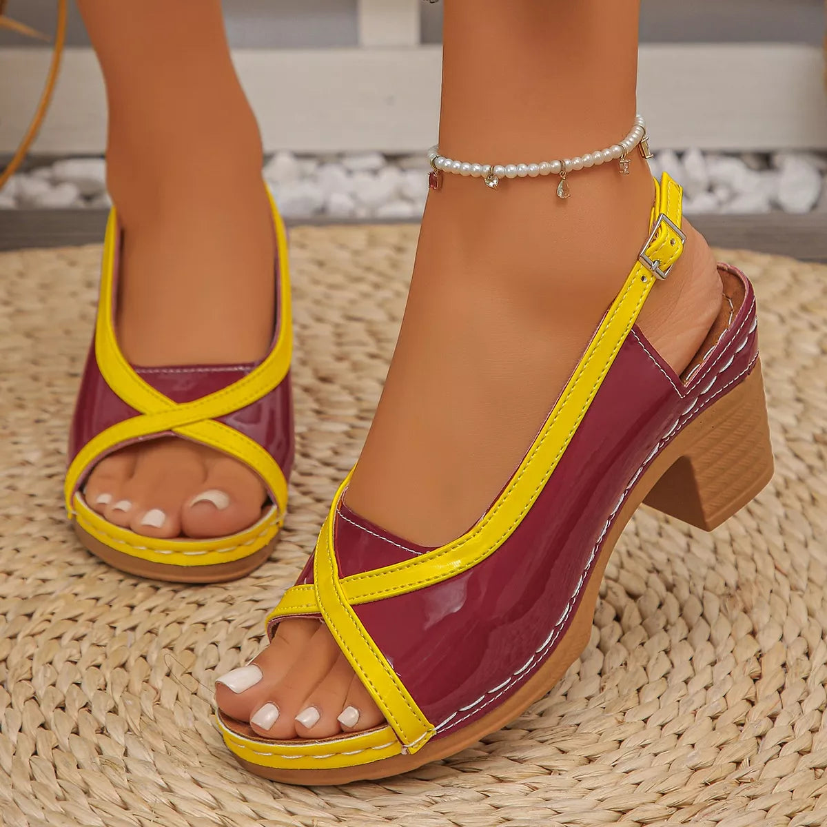 Open Toe Block Heels Sandals