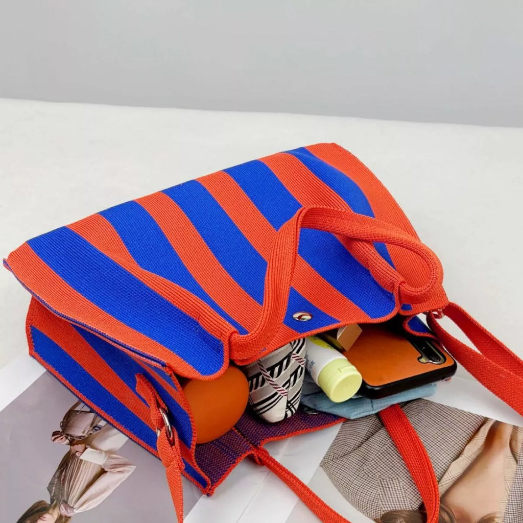 Striped Adjustable Strap Crossbody Bag