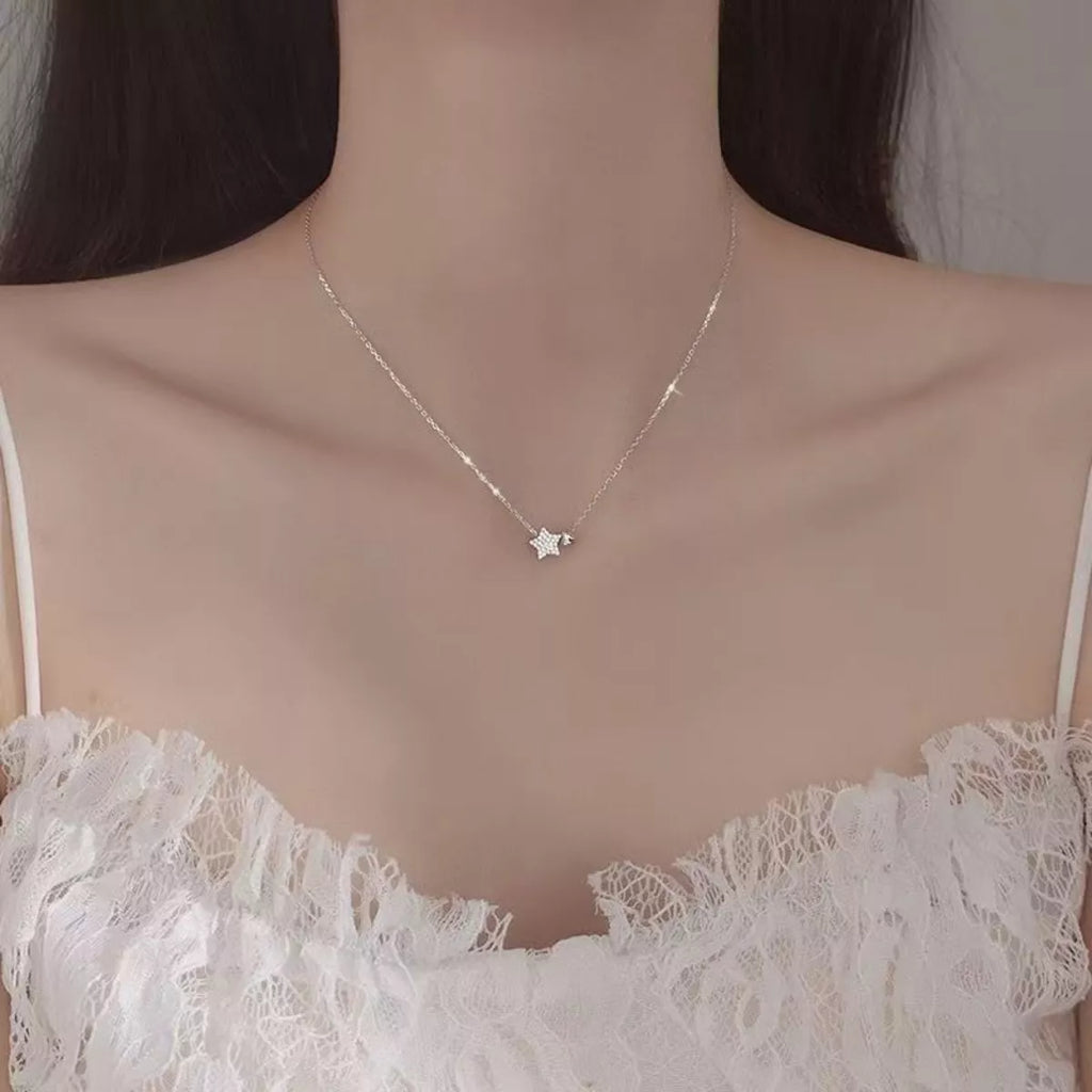 925 Sterling Silver Star Heart Necklace