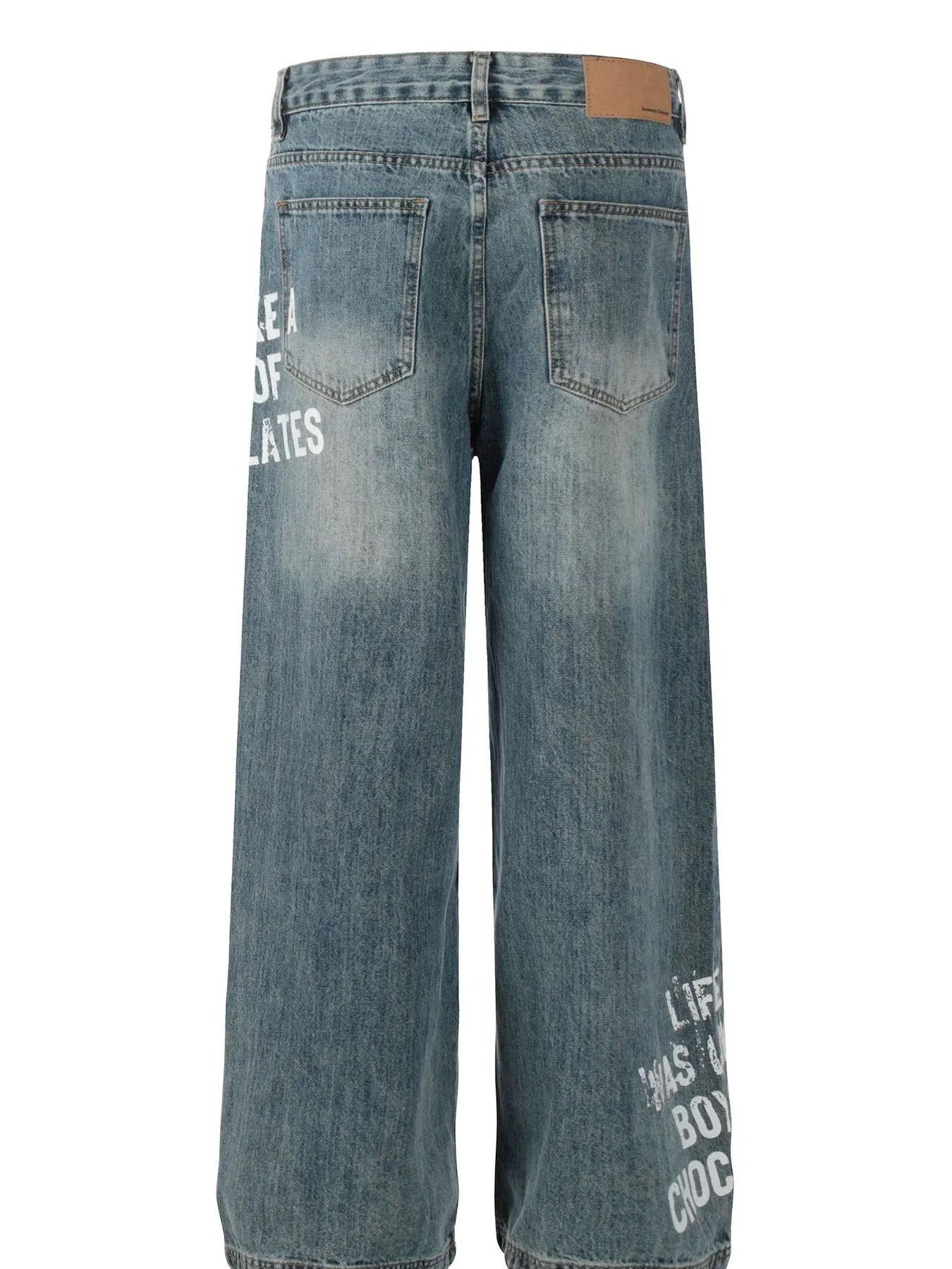 Men's Washed Wide Leg Jeans