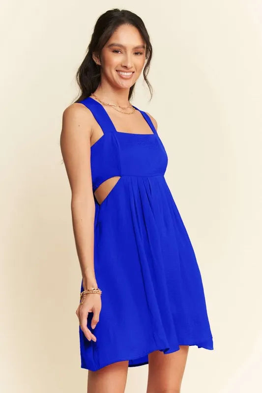 Davi & Dani Washed Satin Cutout Skirt Bandeau Mini Dress