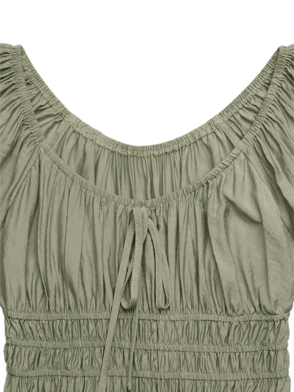 Smocked Waist Puff Sleeve Maxi Dress