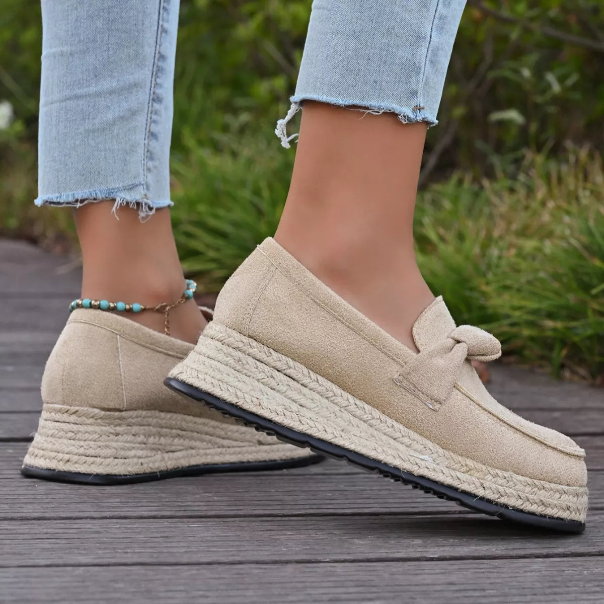 Round Toe Platform Slip-Ons