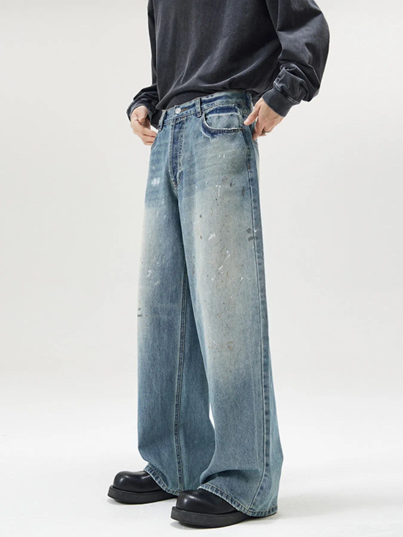 Men's Vintage Washed Wide Leg Jeans