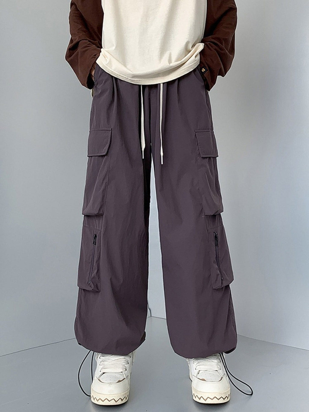 Men's Plus Size Loose Fit Cargo Pants with Drawstring