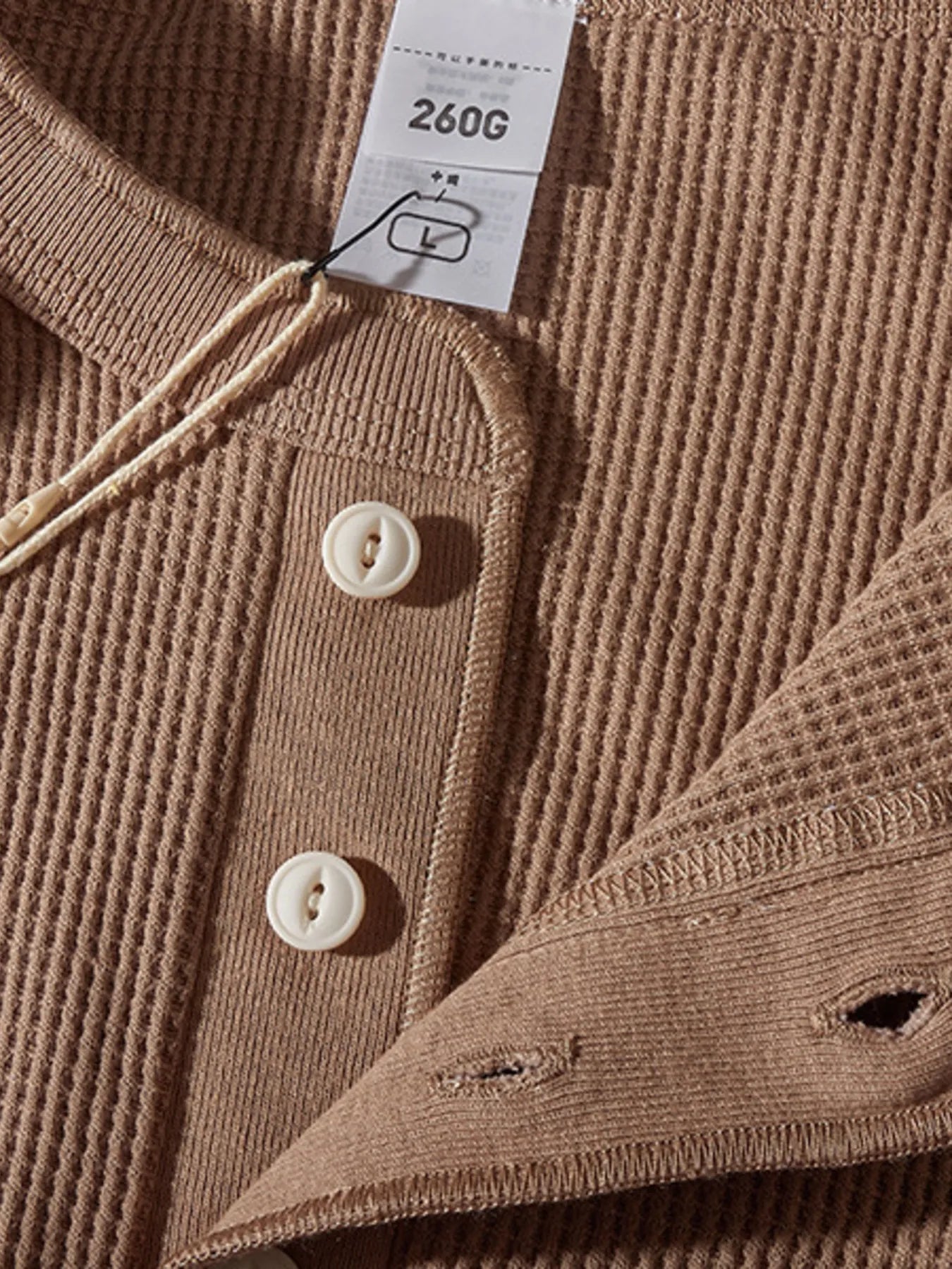 Men's Plus Size Button Detail Long Sleeve T-Shirt