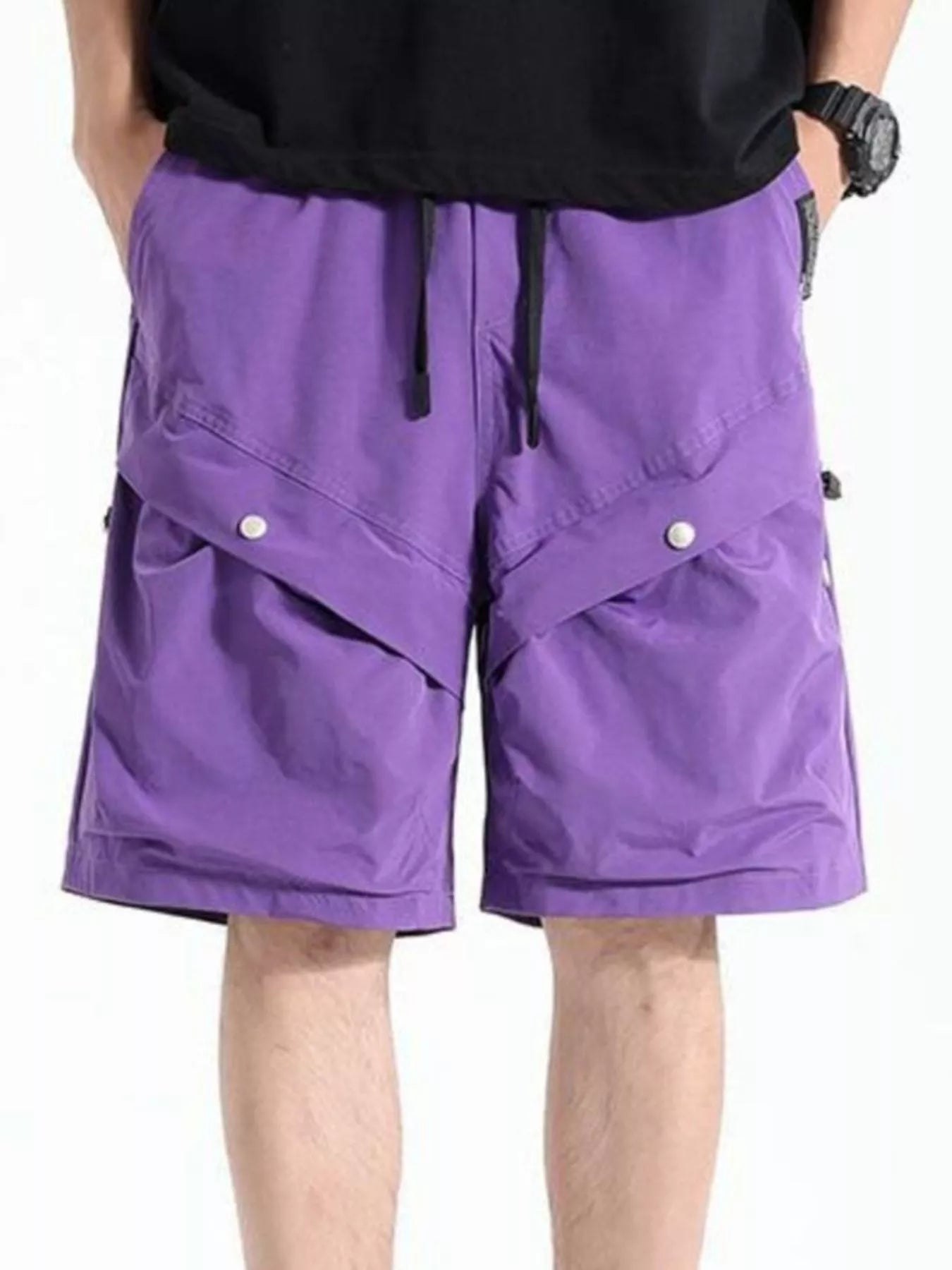 Men's Plus Size Drawstring Pocketed Shorts