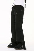 Men's Raw Hem Bootcut Jeans with Zip-Up Sides