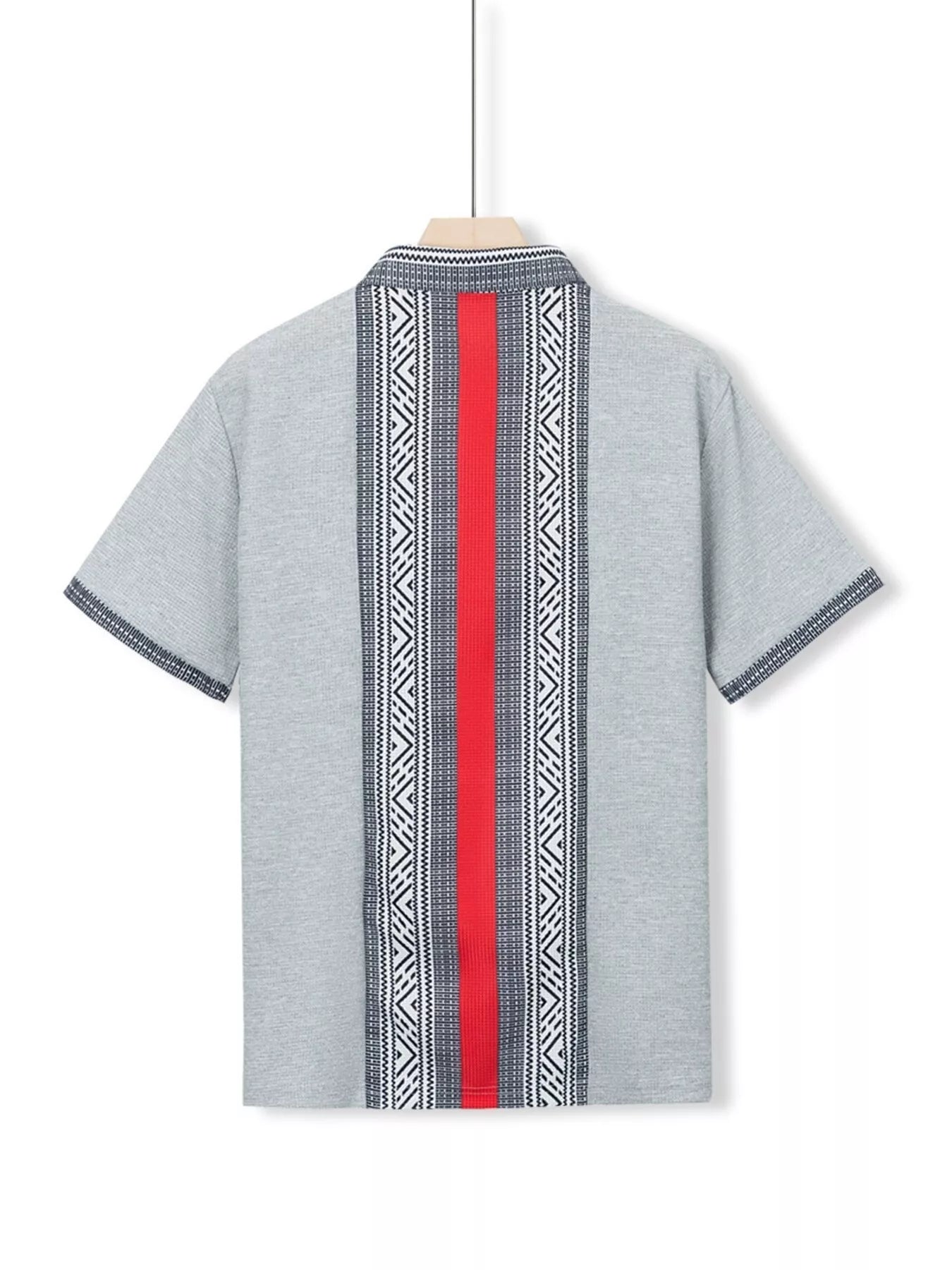 Men's Full Size Casual Geometric Print Short Sleeve Shirt Plus Size