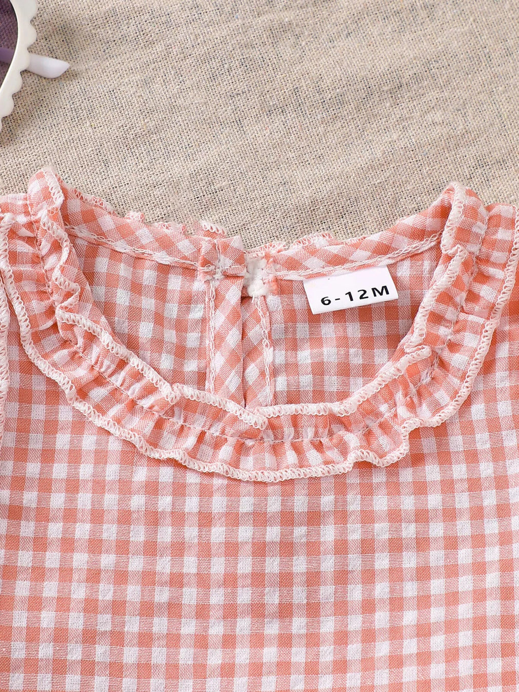 Children's Gingham Ruffle Trim Sleeveless Top & Pants Set