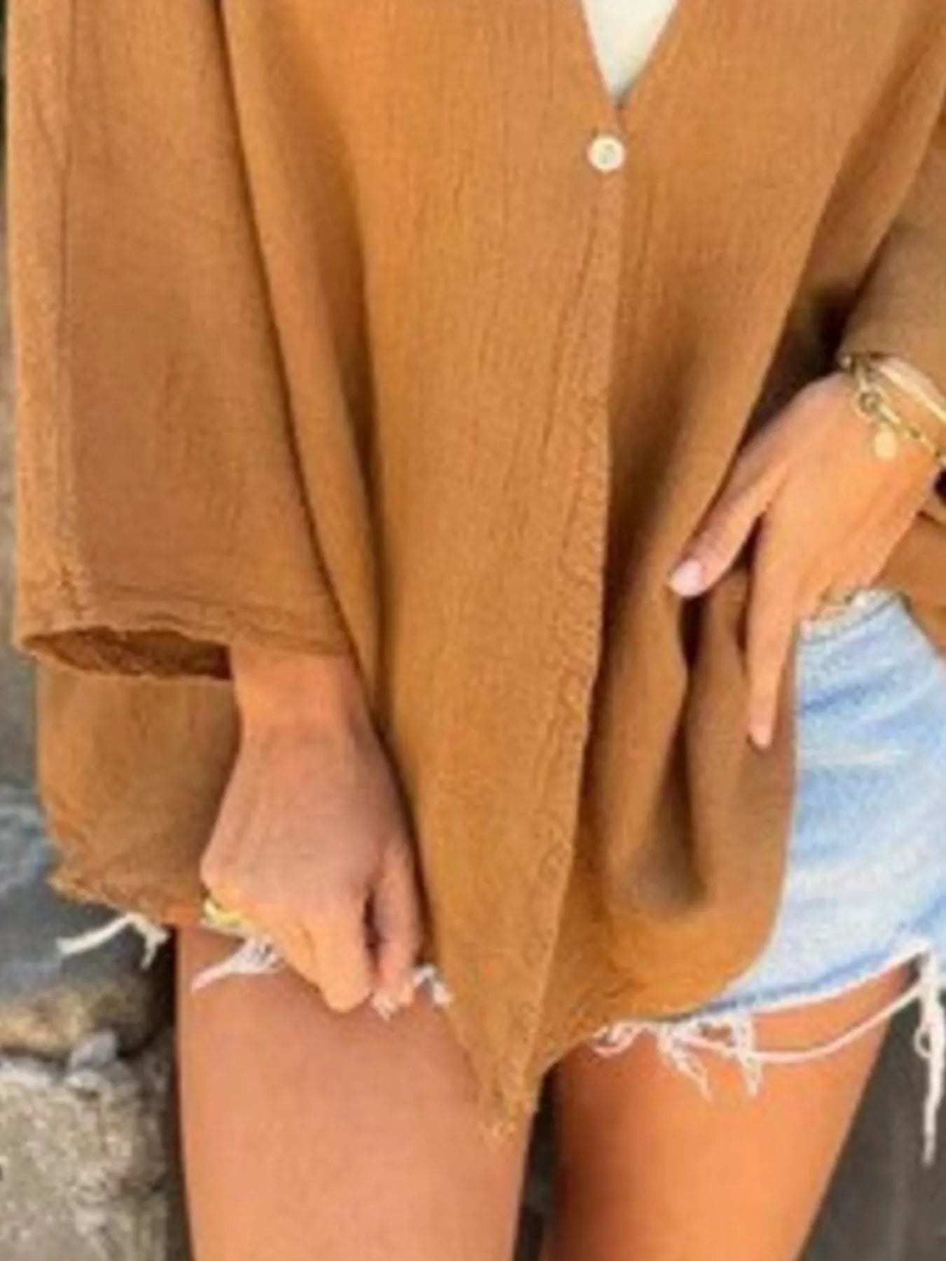 Full Size Oversized Button-Up Cardigan Plus Size