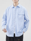 Men's Plus Size Striped Button Up Long Sleeve Shirt