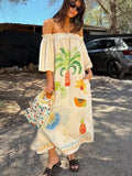 Frill Printed Off-Shoulder Dress