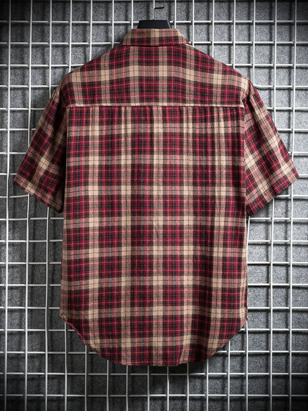Men's Plus Size Casual Plaid Short Sleeve Shirt