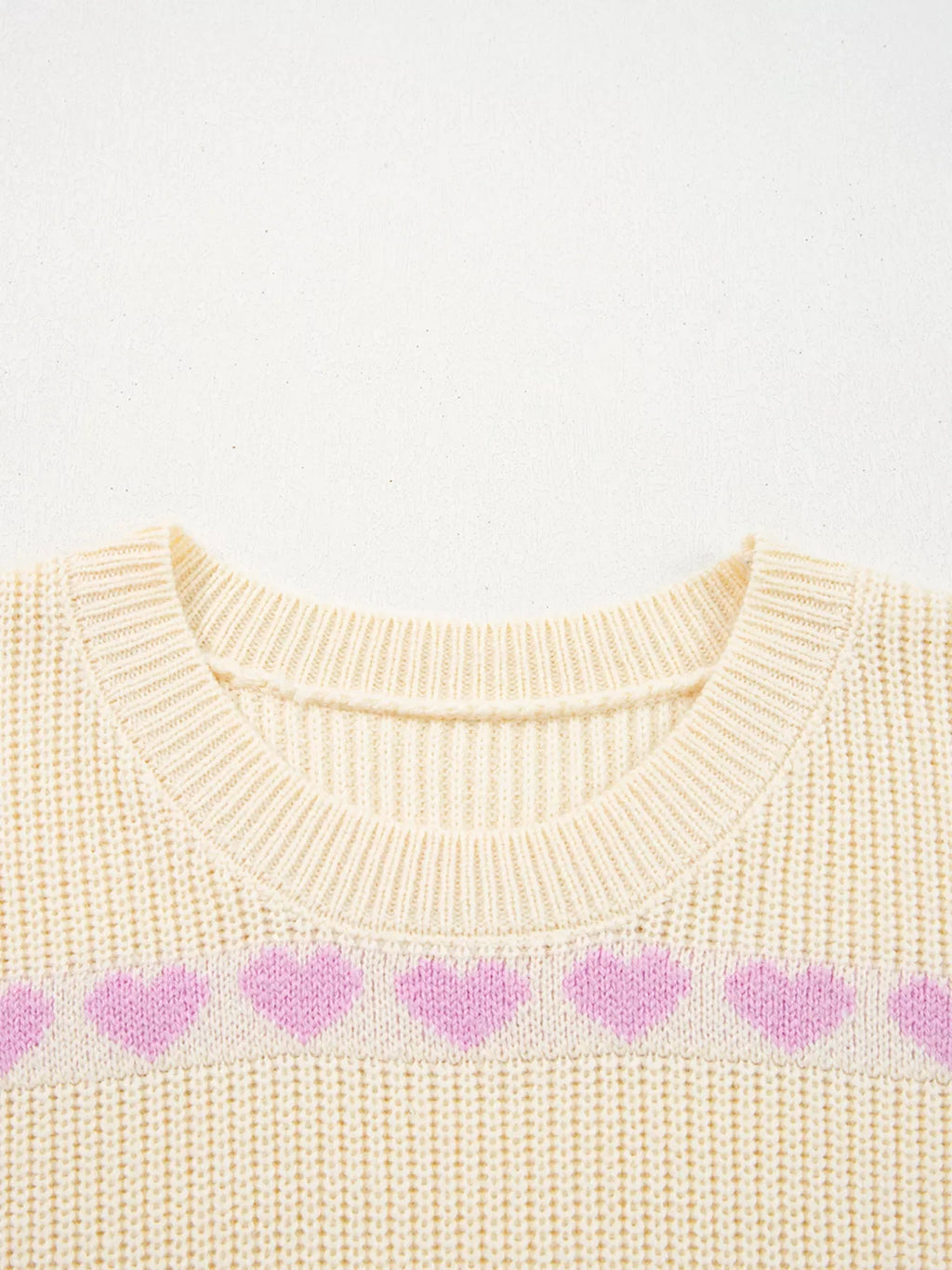 Heart Pattern Valentine Ribbed Knit Sweater