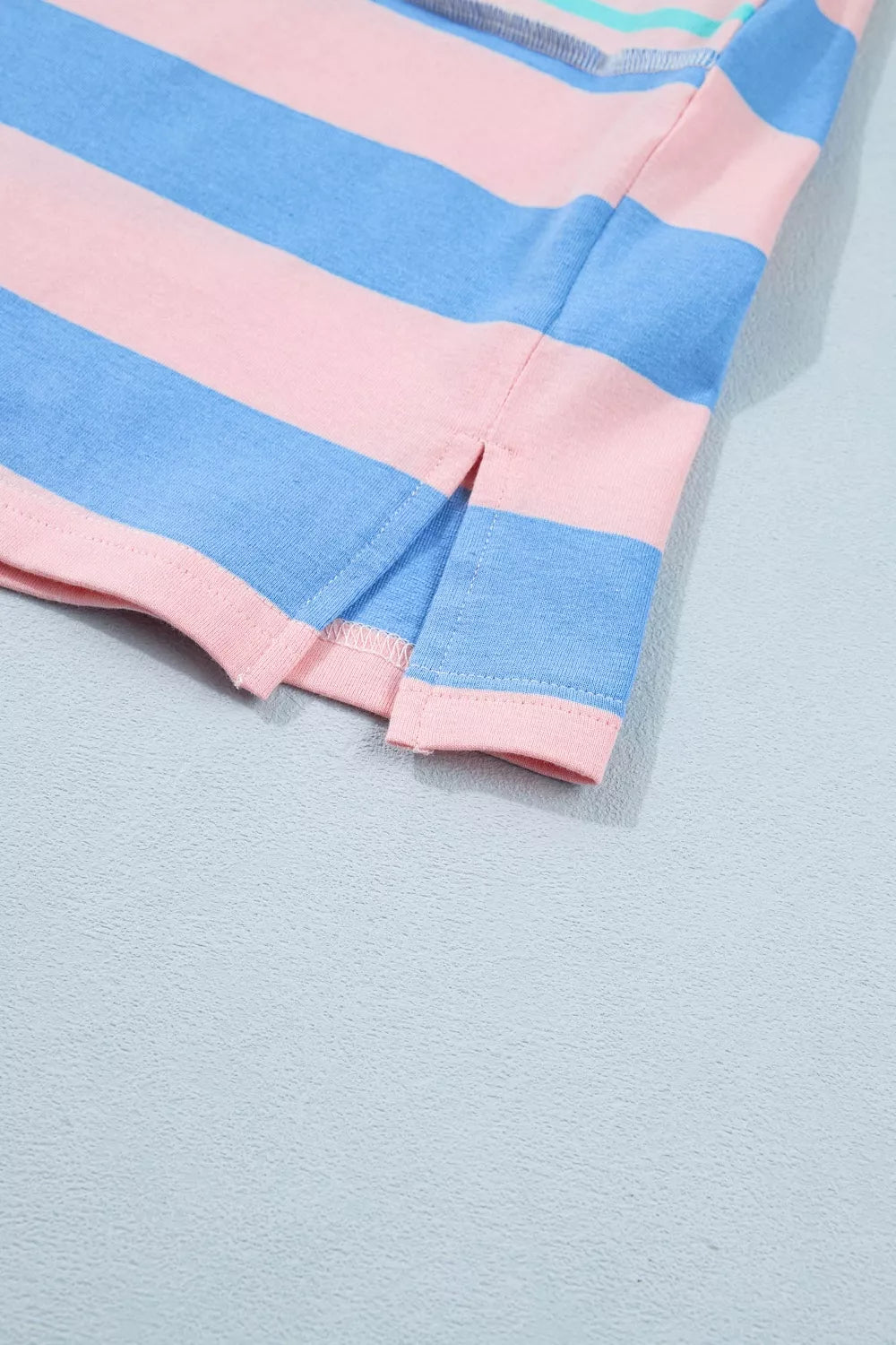 Stripe Exposed Seam Mixed Patchwork Loose Short Set