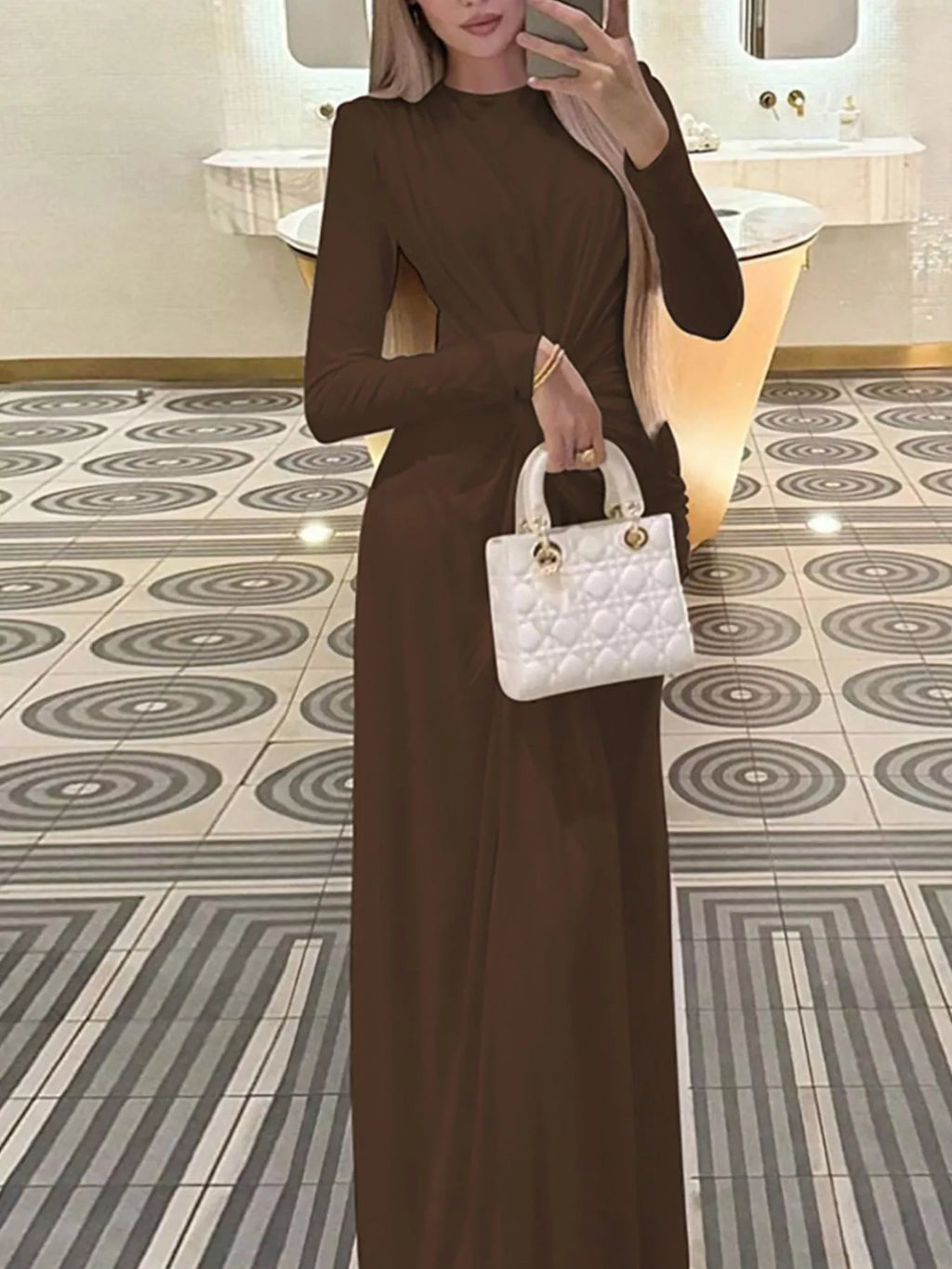 Twisted Long Sleeve Maxi Dress