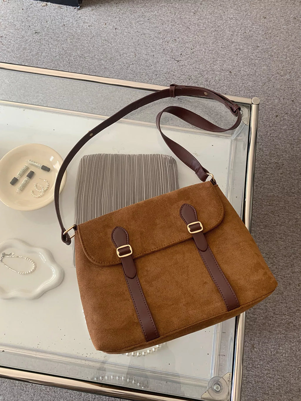 Adjustable Strap Buckle Crossbody Bag