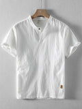 Men's Plus Size Short Sleeve Button Detail Blouse