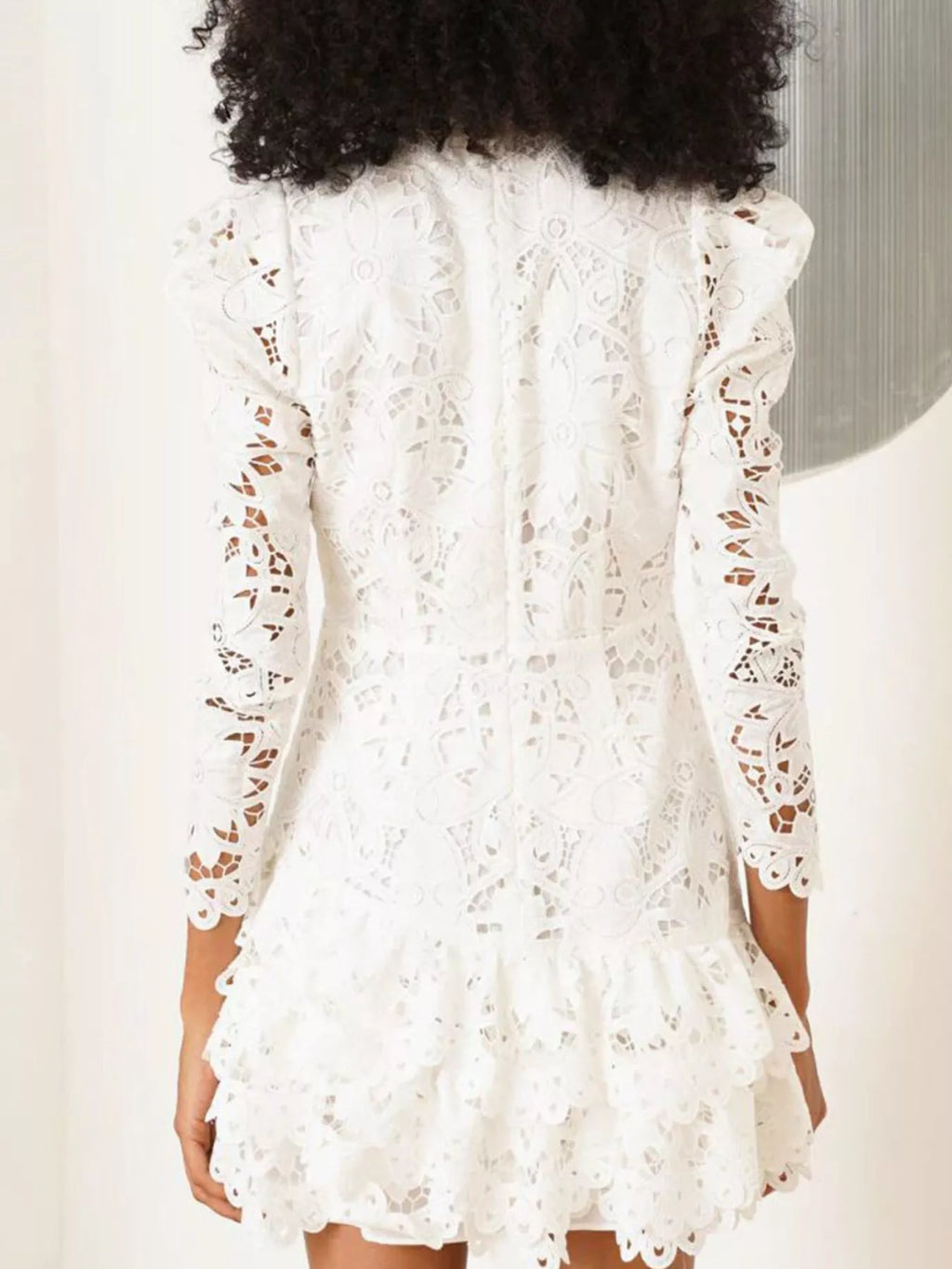 Lace Mock Neck Long Sleeve Mini Dress