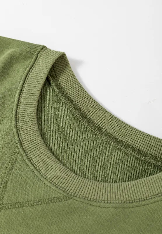 Solid Color Round Neck Long Sleeve Sweatshirt