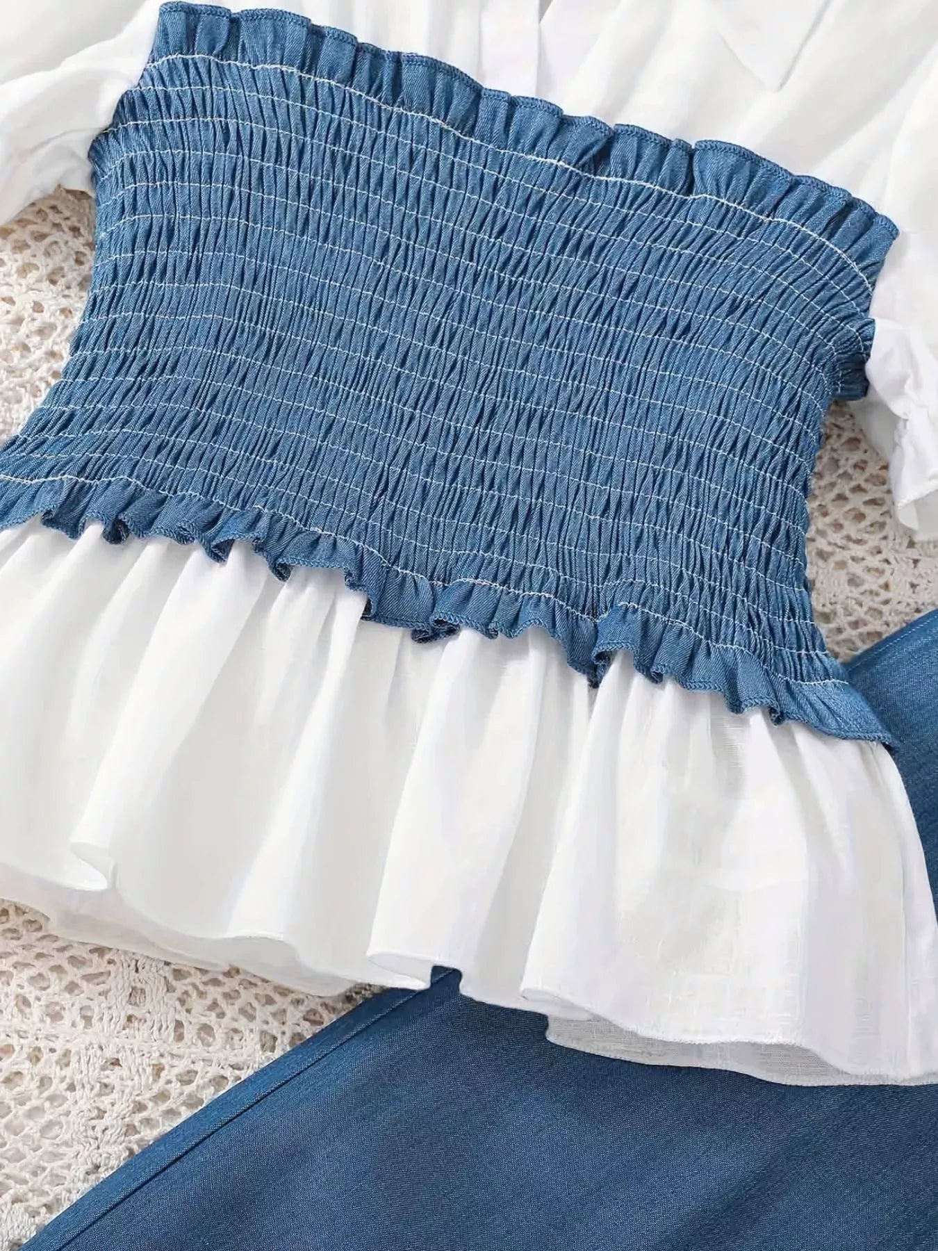 Children's Smocked Blouse and Wide Leg Pants Set