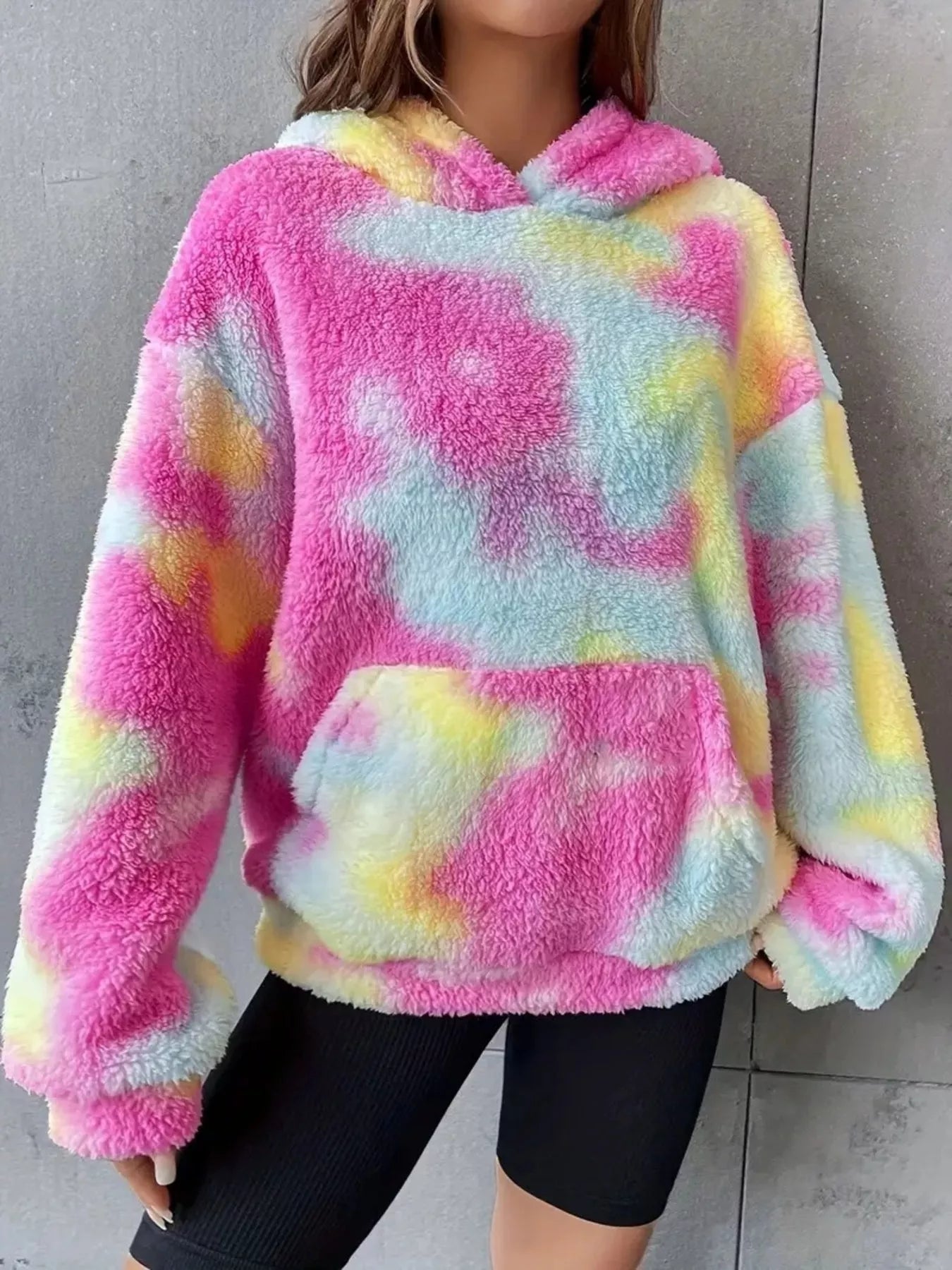 Tie-Dye Plush Fleece Hoodie