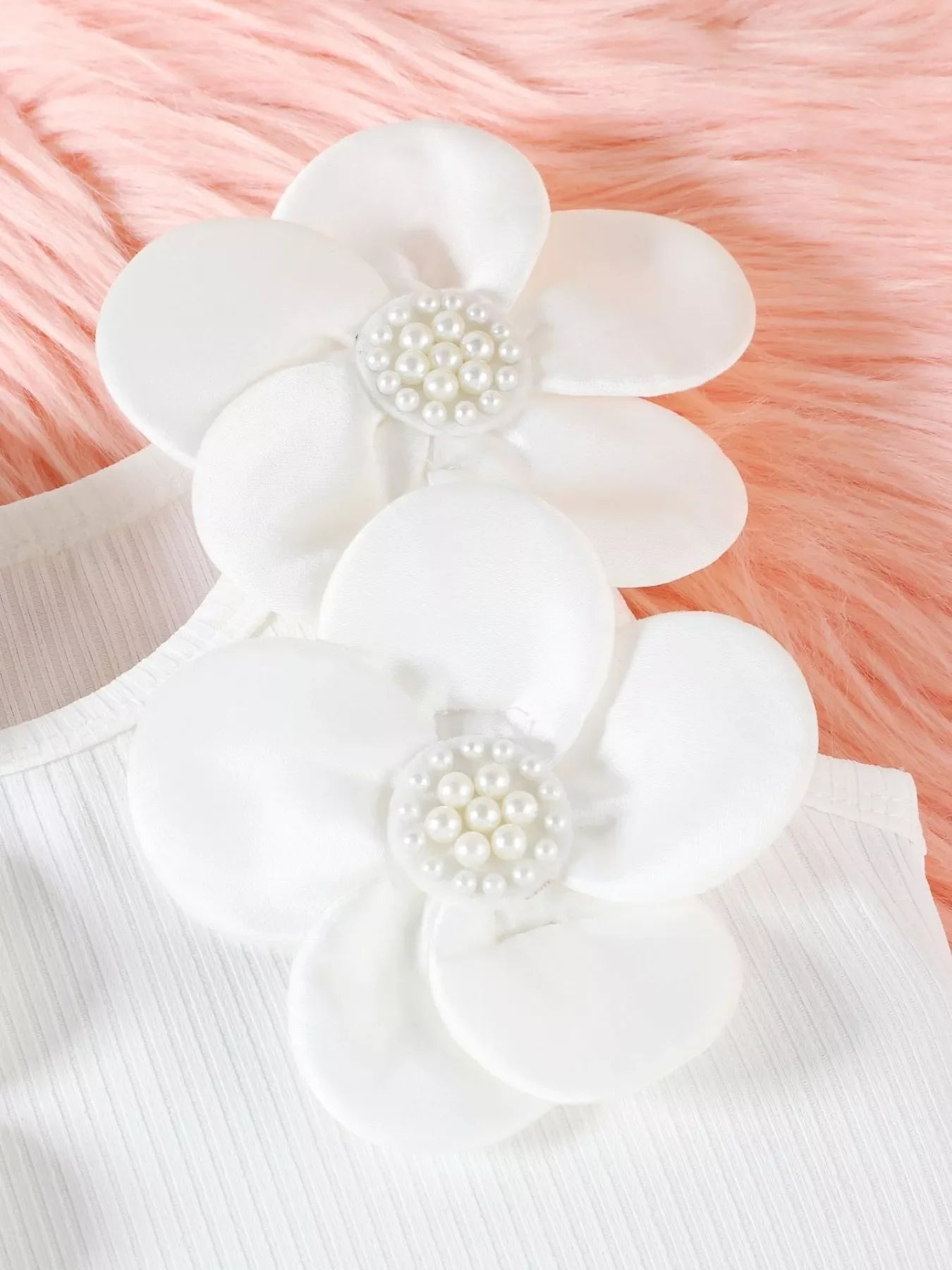 Children's Floral Applique Top & Bow Decor Skirt Set