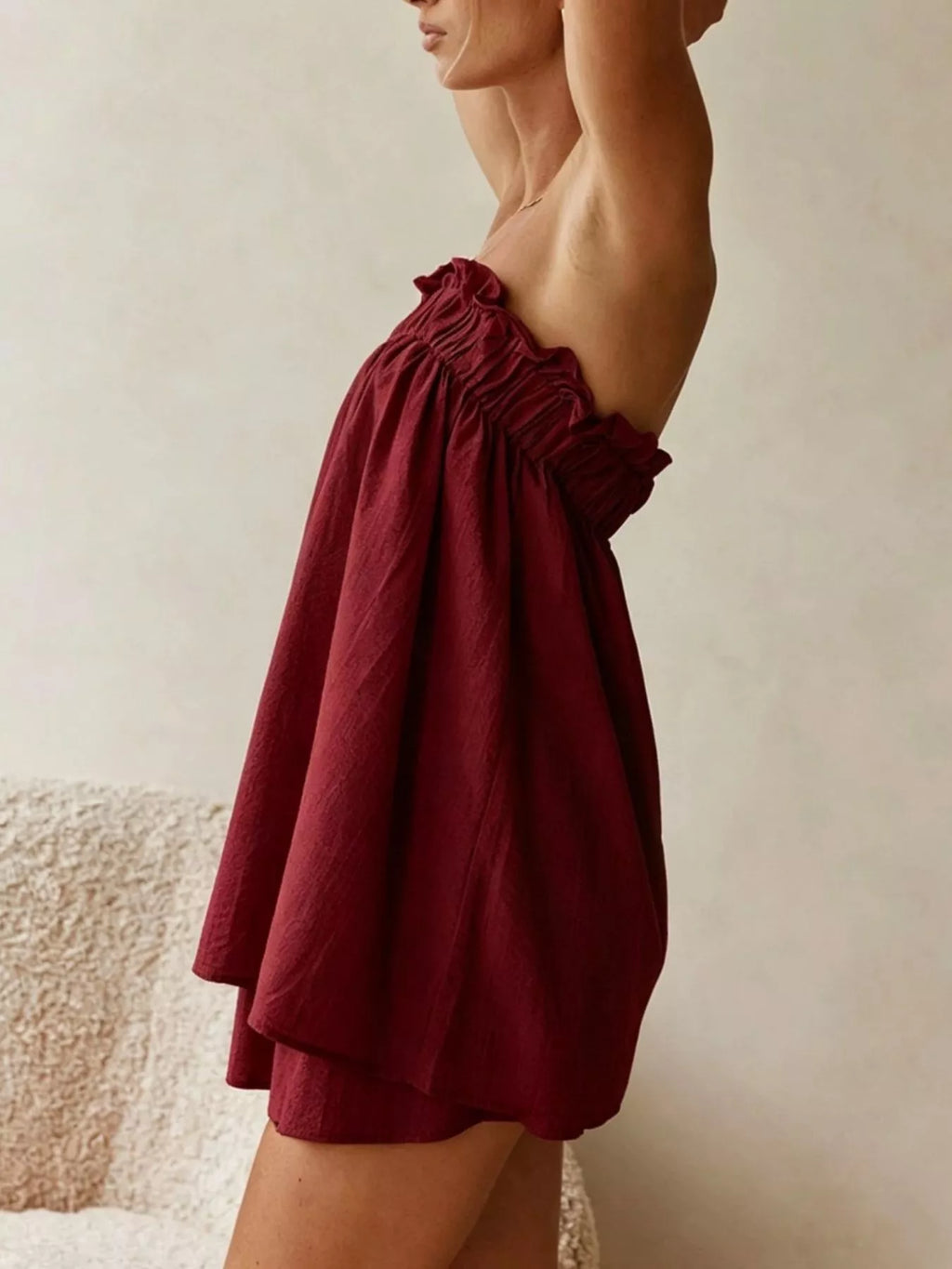Full Size Strapless Top and High-Waisted Skirt Set Plus Size