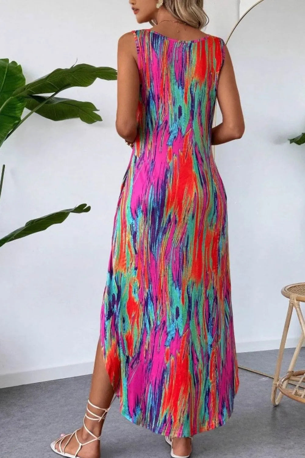 Scoop Neck Sleeveless Dress with Pockets