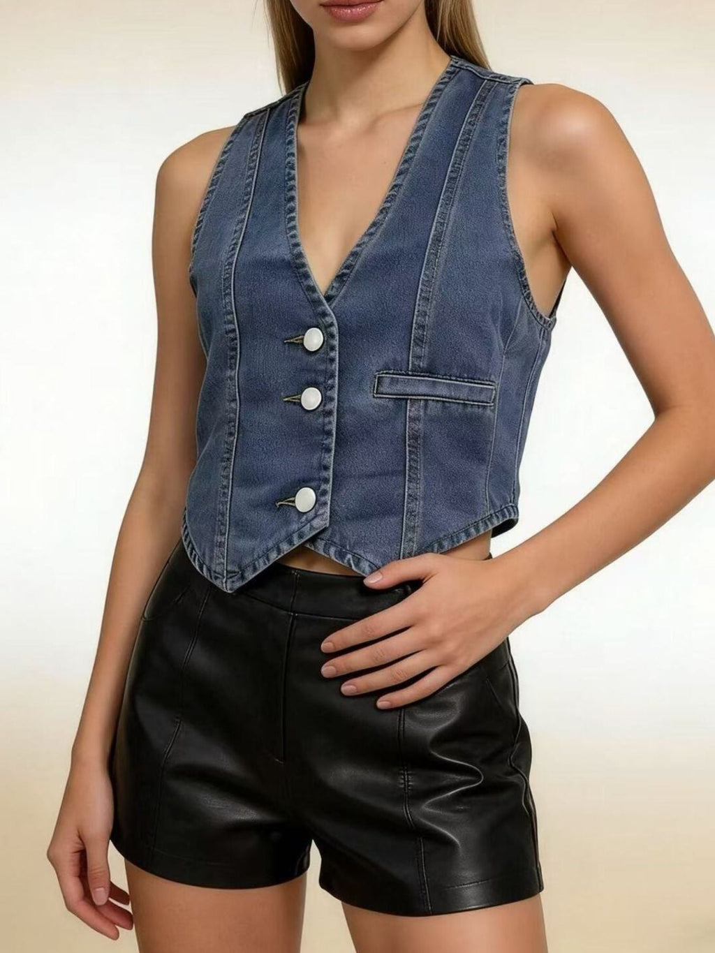 Button-Down Denim Vest