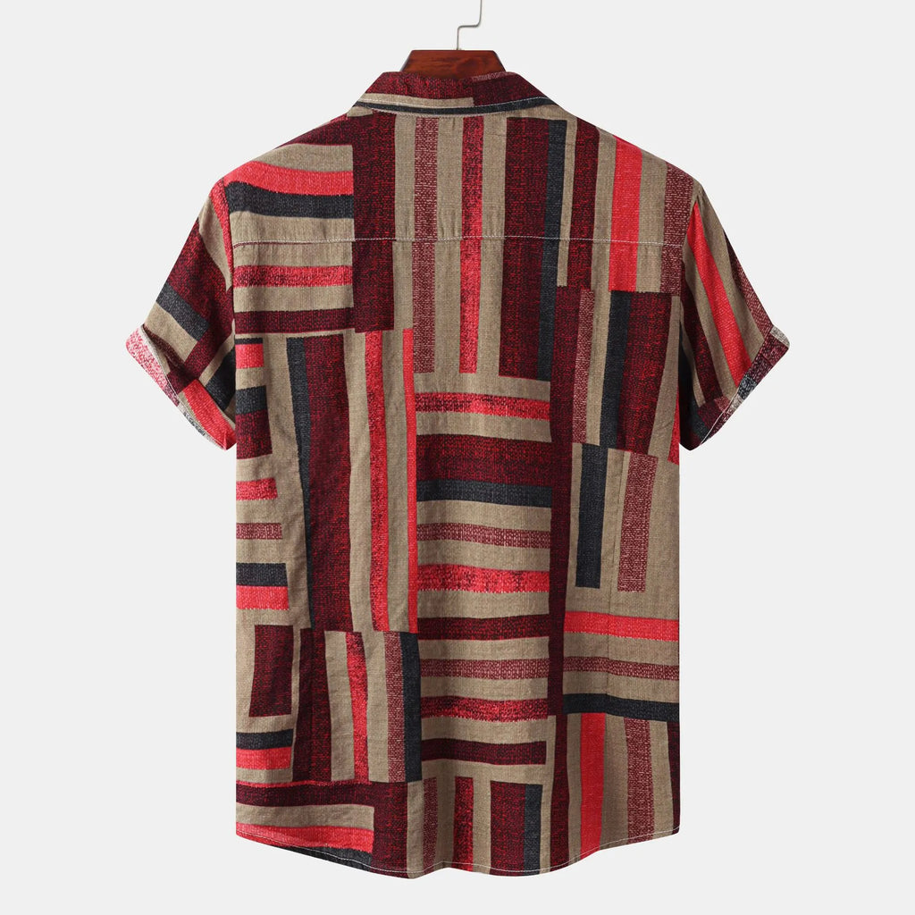 Men's Plus Size Geometric Print Short Sleeve Casual Shirt