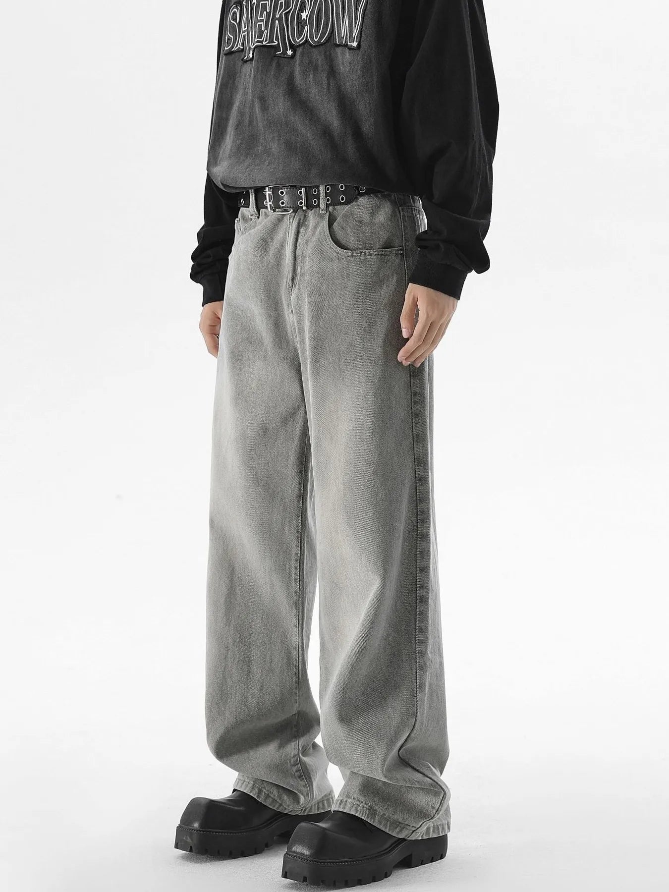 Men's Vintage Wash Wide Leg Jeans