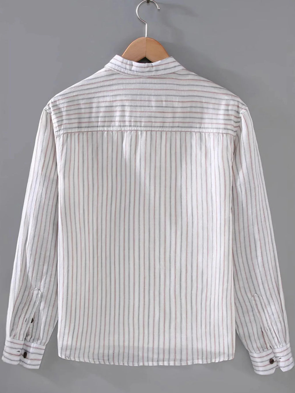 Men's Plus Size Striped Button-Up Shirt with Chest Pocket