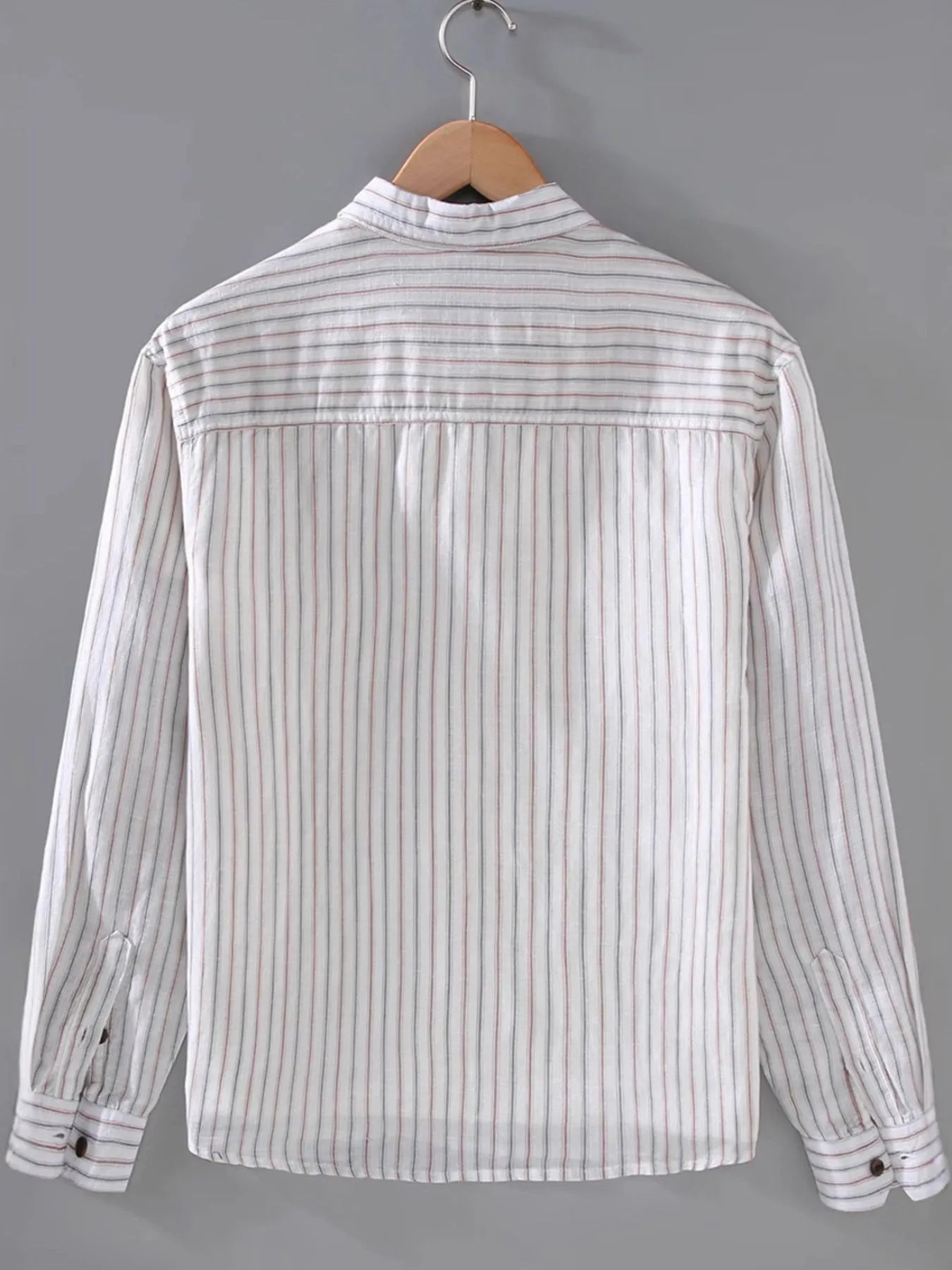 Men's Plus Size Striped Button-Up Shirt with Chest Pocket