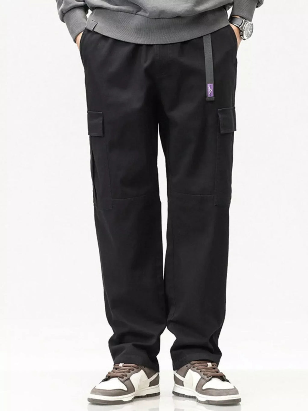 Men's Full Size Casual Cargo Pants with Elastic Waist Plus Size
